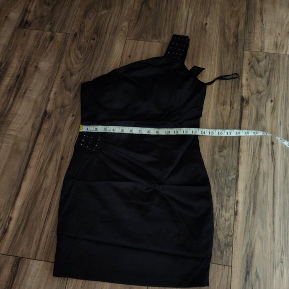 Rachael G One-Strap Satin Dress. Black Color. Size M - Picture 14 of 15